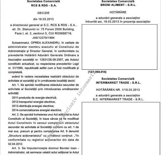 RCS&RDS intra pe piata energiei electrice, Foto: Captura Monitorul Oficial