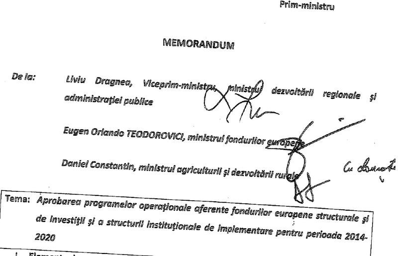 Fragment din Memorandumul celor 3 ministri, din aprilie 2013, Foto: Hotnews