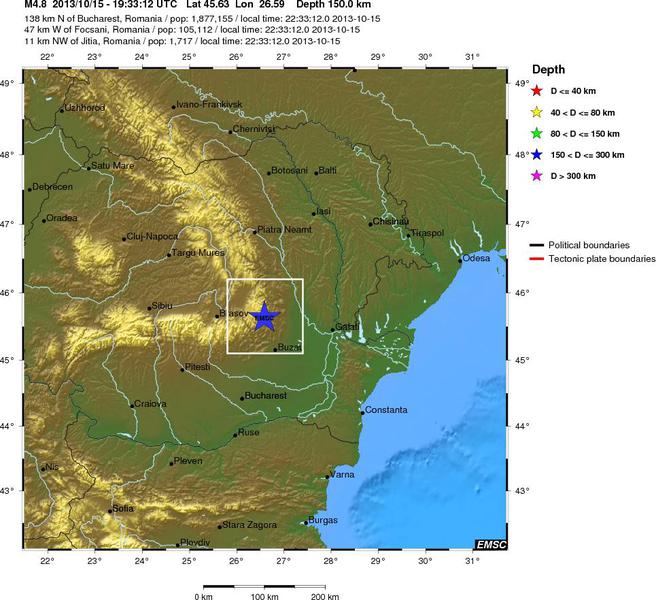 Epicentrul cutremurului, Foto: Hotnews