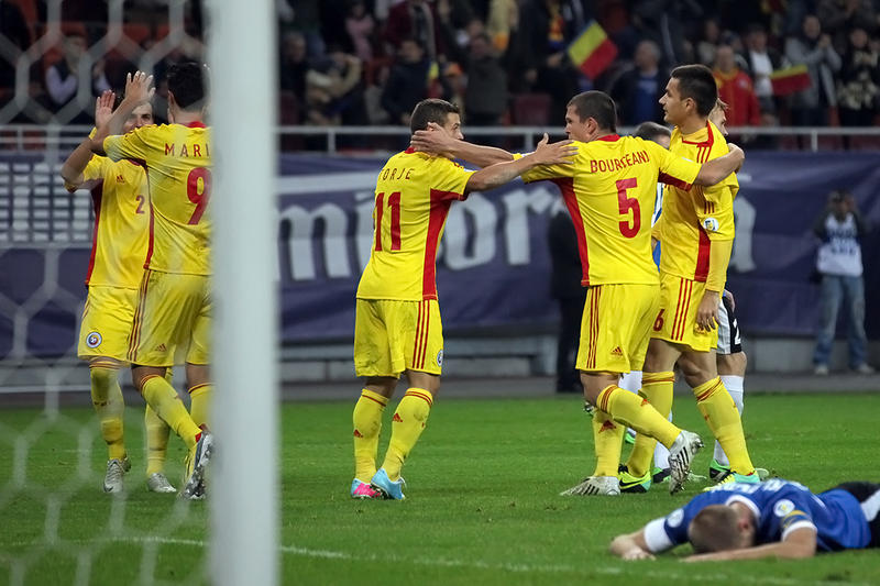 Bucuria tricolorilor dupa ce Marica a marcat al doilea gol impotriva Estoniei (minutul 81), Foto: HotNews / Dan Popescu