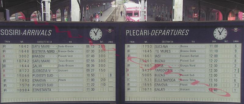 Tabela Garii de Nord la ora 11.05, Foto: CFR