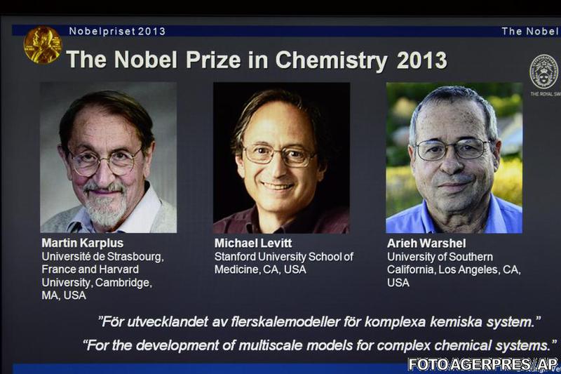 Martin Karplus, Michael Levitt si Arieh Warshel, Foto: Agerpres/AP