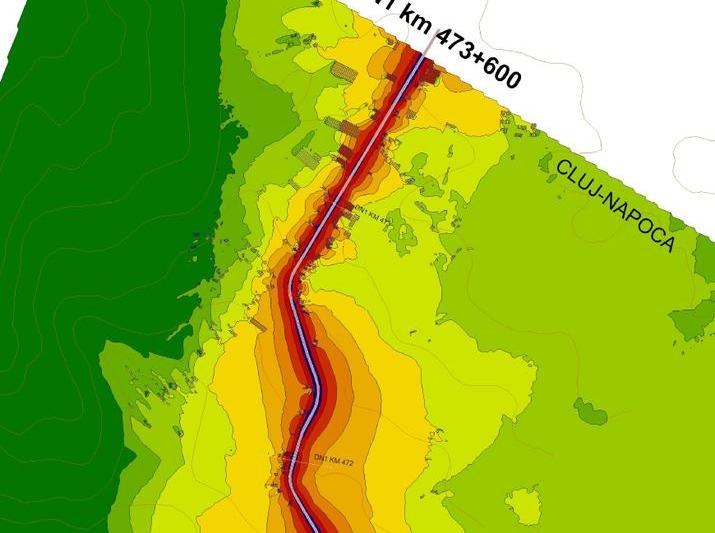 Harta zgomot pe DN1 langa Cluj Napoca, Foto: CNADNR