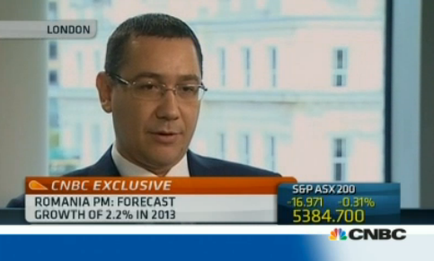 Victor Ponta, interviu la CNBC, Foto: Captura video