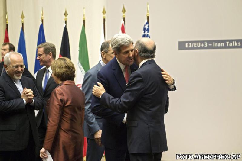 Javad Zarif, Catherine Ashton, John Kerry, Laurent Fabiu (de la stanga la dreapta), Foto: Agerpres/AP