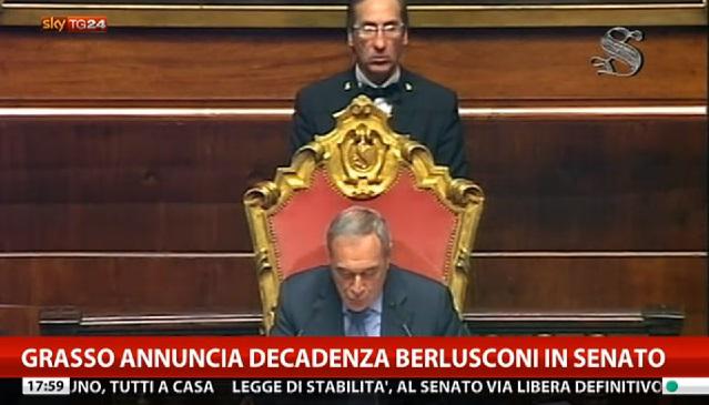 Senatul italian a decis excluderea lui Berlusconi, Foto: Captura TV SKY