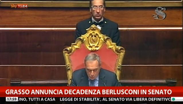 Senatul italian a decis excluderea lui Berlusconi, Foto: Captura TV SKY