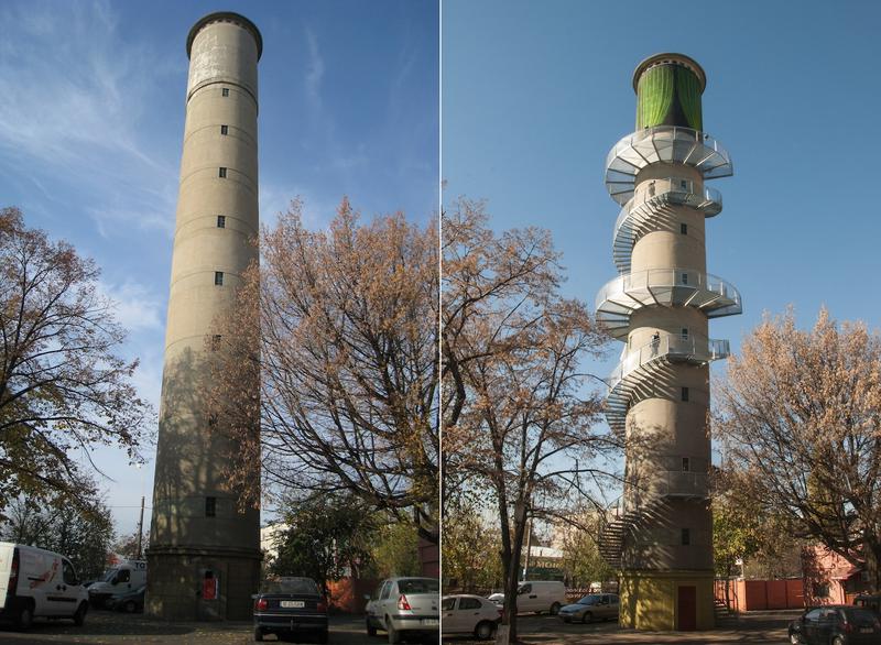 Turnul de apa din Pantelimon inainte si dupa, Foto: makeapoint.ro