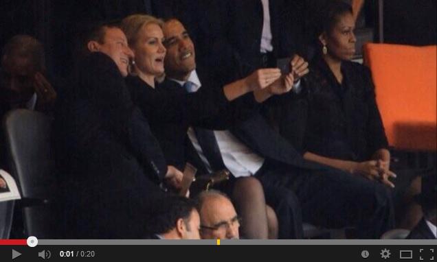 Barack Obama, selfies la funeraliile lui Nelson Mandela, Foto: Captura YouTube