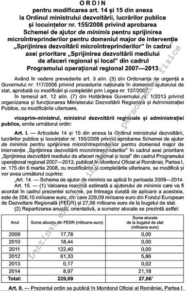 Ordin-ajutoare de minimis in POR, Foto: Monitorul Oficial