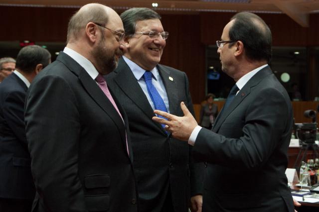 Martin Schulz, J.M.Barroso si Francois Hollande la Consiliul European, Foto: Comisia Europeana