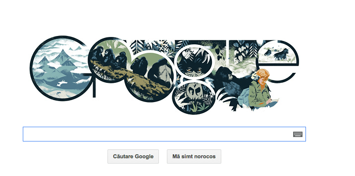 Logo Google pentru Dian Fossey, Foto: captura ecran