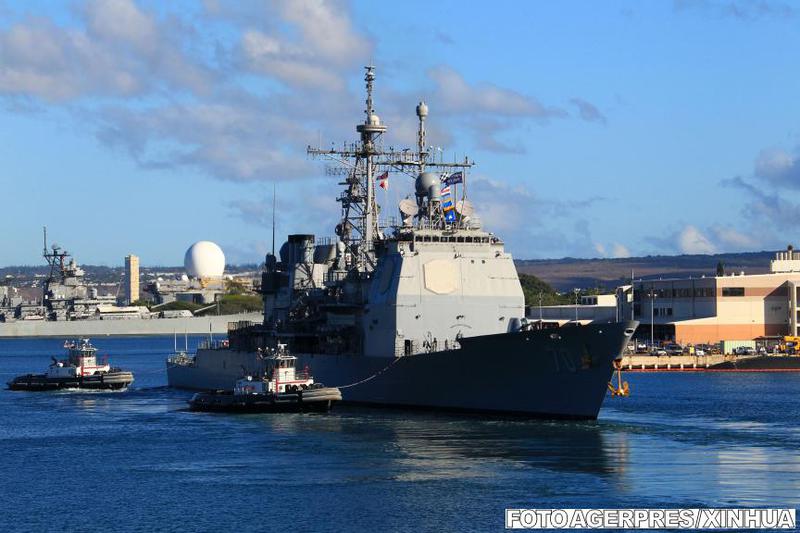 Crucisatorul USS Lake Eriea in Pearl Harbor, sediul Flotei americane din Pacific, Foto: Agerpres/Xinhua