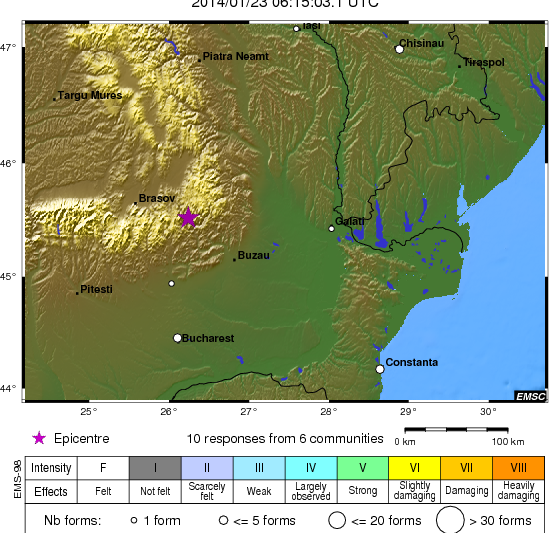 Cutremur in Vrancea, Foto: emsc-csem.org