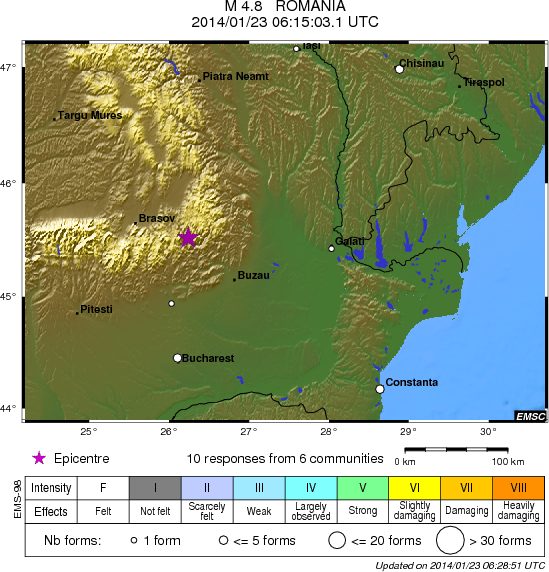 Cutremur in Vrancea, Foto: emsc-csem.org