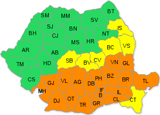 Cod portocaliu de ninsori si viscol, extins, Foto: ANM