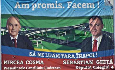Afis electoral cu Mircea Cosma si Sebastian Ghita, Foto: Hotnews