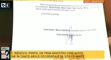 Avizul negativ de la Ministerul Justitiei, Foto: captura B1 TV