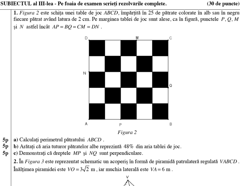 Subiecte Simulare Matematica - clasa a VIII-a, Foto: ismb.edu.ro