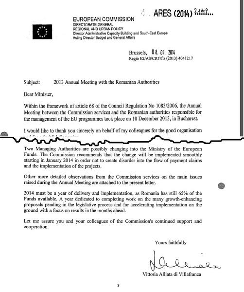 Scrisoarea CE catre MFE (fragment), Foto: Hotnews