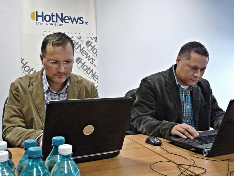 Dragos Rosca si Mihai Marcu in studioul HotNews.ro, Foto: Hotnews