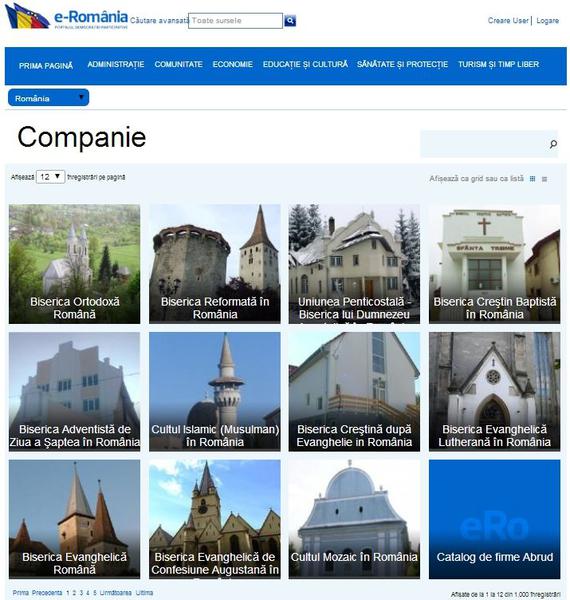 Cum arata sectiunea Companie din portalul eRomania, Foto: Captura Portaleromania.ro