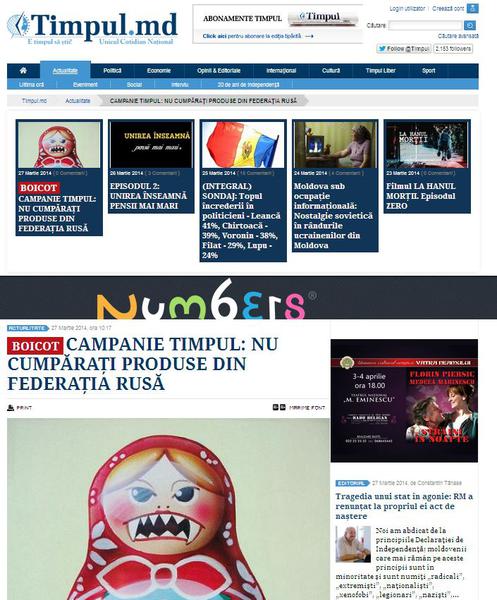 Ziarul Timpul cere boicotarea produselor rusesti, Foto: Captura Timpul.md