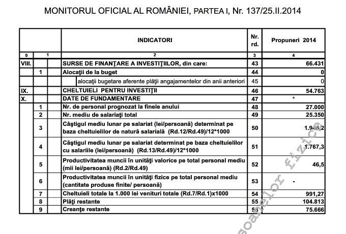 Indicatori de personal in Posta Romana, Foto: Captura Monitorul Oficial