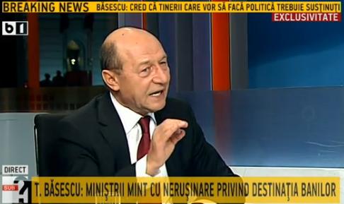 Traian Basescu la B1TV, Foto: Captura B1TV