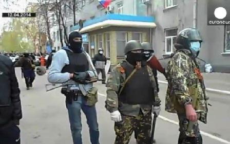 Militanti pro-rusi la Slaviansk, Foto: captura euronews