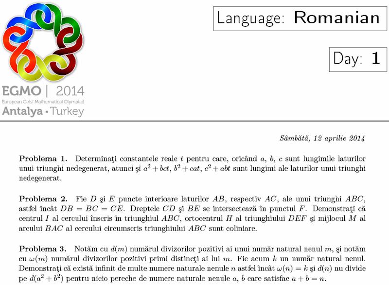 Subiecte EGMO 2014, Foto: Egmo2014.tubitak.gov.tr