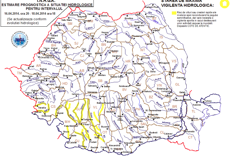 Cod galben inundatii 16 aprilie, Foto: INHGA