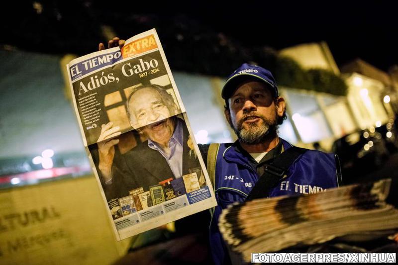 Stirea decesului lui Gabriel Garcia Marquez, intr-un ziar din Columbia, Foto: Agerpres/Xinhua