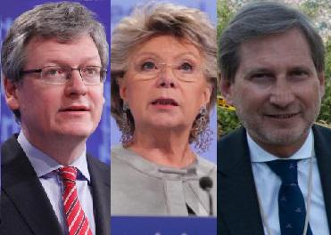 Laszlo Andor, Viviane Reding si Johannes Hahn, Foto: Comisia Europeana