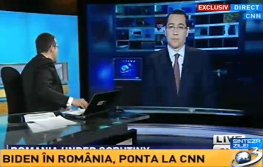 Victor Ponta la CNN, din studioul Antena 3, Foto: captura Antena 3