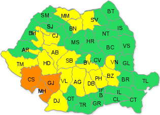 Cod galben si cod portocaliu de ploi si vijelii, Foto: ANM