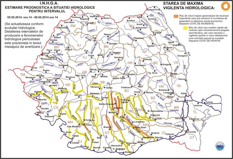 Cod portocaliu si cod galben de inundatii, Foto: INHGA