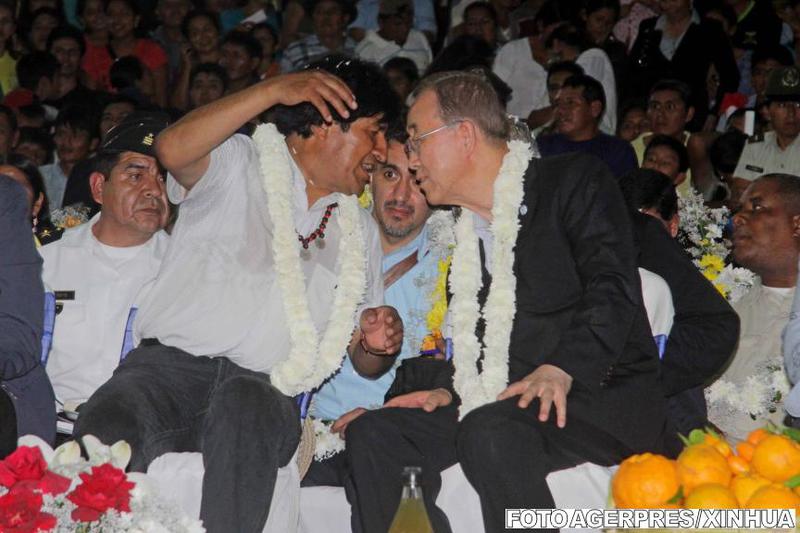 Evo Morales si Ban Ki-moon, Foto: Agerpres/Xinhua