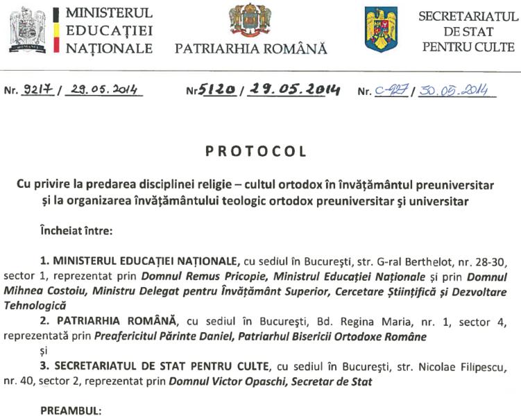 Protocolul dintre Ministerul Educatiei si Patriarhia Romana, Foto: edu.ro