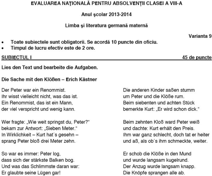 Subiecte Limba materna Germana, Foto: edu.ro