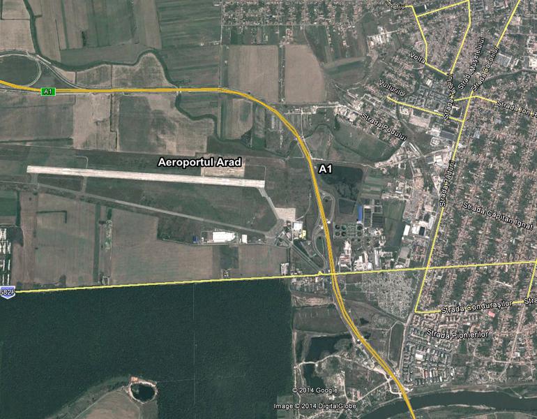 Autostrada A1 si Aeroportul Arad, Foto: Google Earth