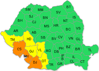 Cod galben si portocaliu de ploi si furtuni, Foto: ANM