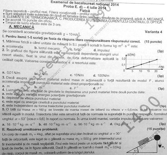 Subiectele examenului de Fizica - BAC 2014, Foto: Hotnews