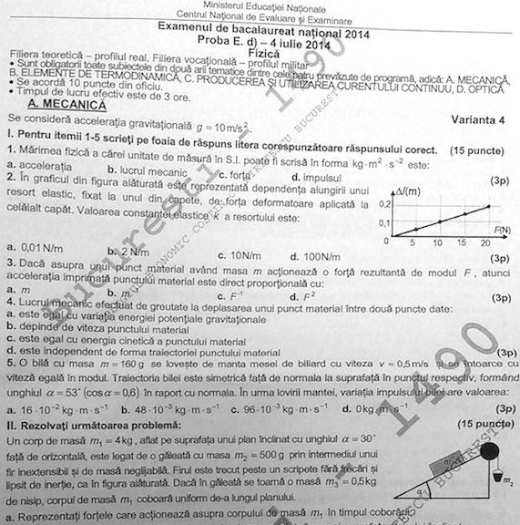 Subiectele examenului de Fizica - BAC 2014, Foto: Hotnews