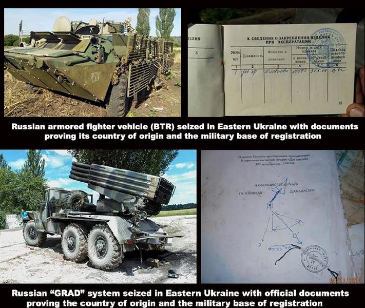 Armament rusesc cu documente aferente livrate rebelilor separatisti din Ucraina, potrivit MAE ucrainean, Foto: MAE ucrainean