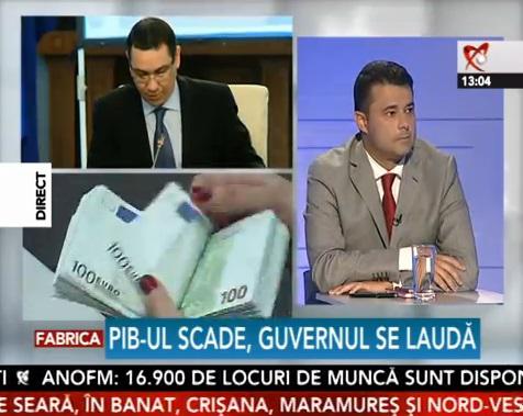 Guvernul se lauda cu scaderea PIB la Realitatea TV, Foto: Captura video