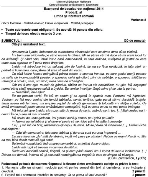 Subiecte Limba romana - Uman, Foto: edu.ro