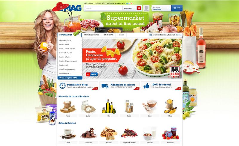 Sectiunea "Supermarket direct la tine acasa", Foto: eMAG