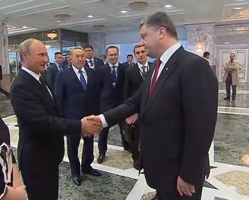 Vladimir Putin si Petro Poroshenko, la Minsk, Foto: Captura YouTube