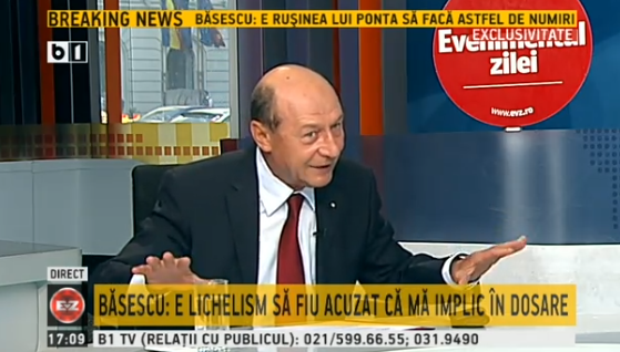 Traian Basescu, la Evenimentul Zilei, Foto: Captura B1TV